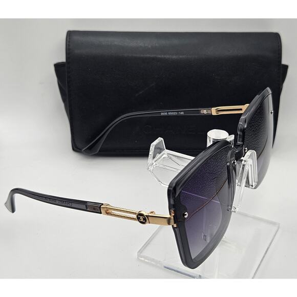 CHANEL Accessories - Chanel Sunglasses Black Gold Hardware CC Logo Made in Italy 65 23 146 Case Bd3